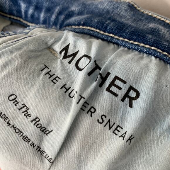 Mother Women Hustler Sneak High Rise Flare Jeans 32 Blue Denim On the Run 32 - Picture 7 of 13